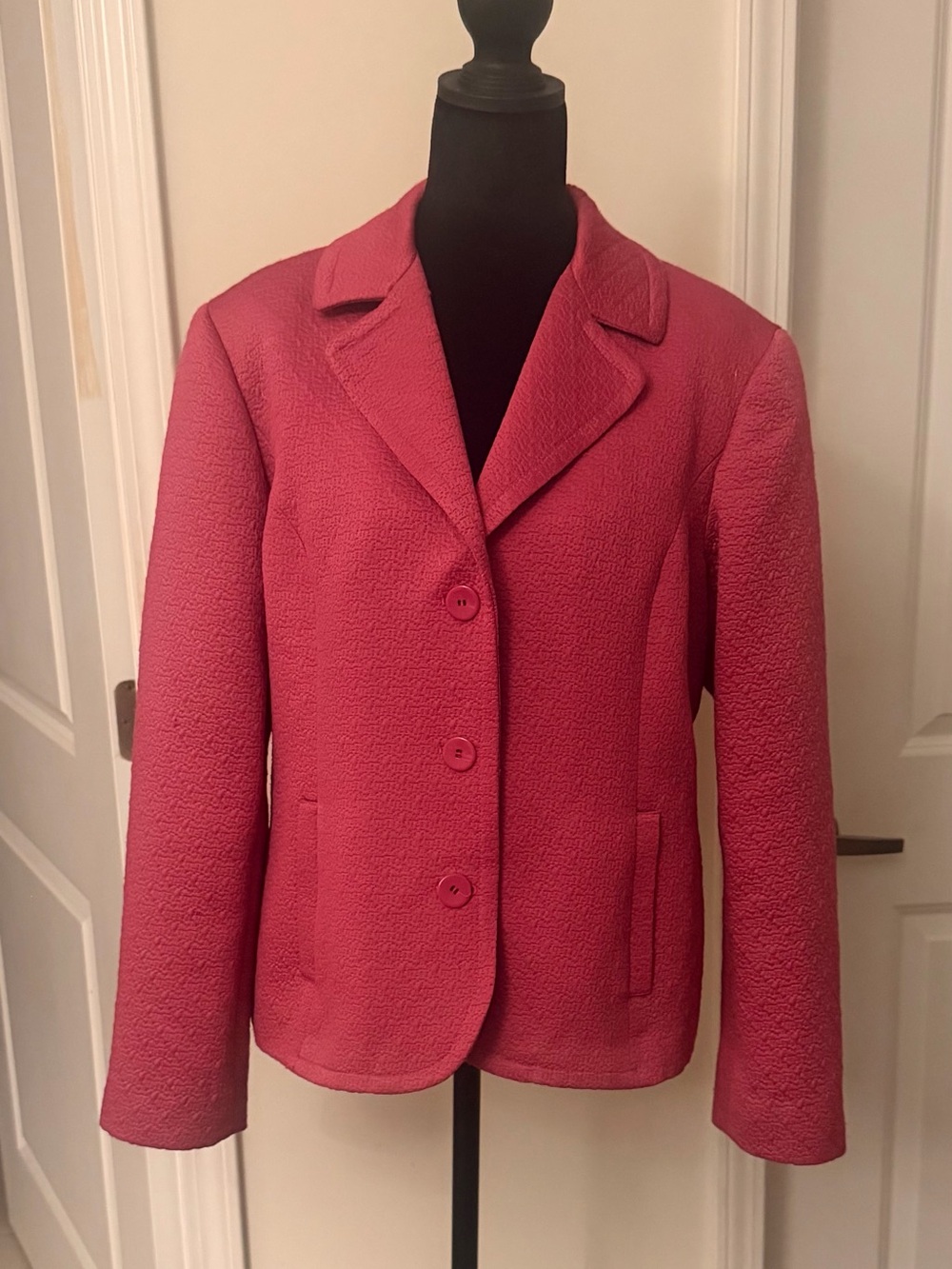 Chico's Textured Rose-Pink Three-Button Blazer